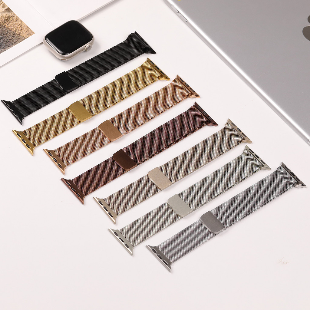 Pulseira De Metal Aço Milanesa Para Relógio Smartwatch Apple Watch Ultra 3 2 49 Series 11 10 9 8 7 SE 6 5 46 44 45mm