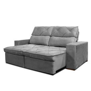 Sofá Scott 206cm Retrátil Reclinável Veludo Cinza Gralha Azul Conforto Moderno Otimiza Espaço em Oferta na Shopee