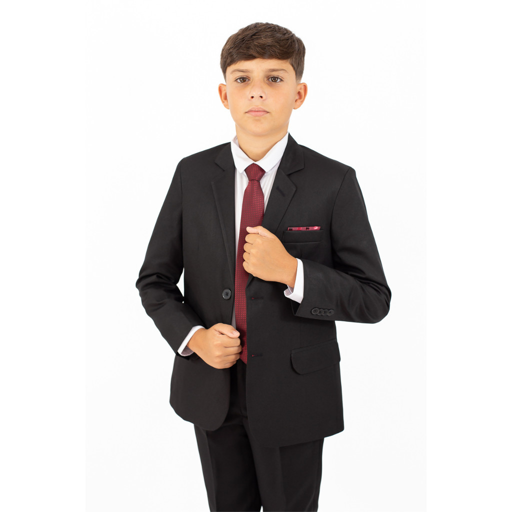 Terno Infantil Slim Preto Microfibra Italiano