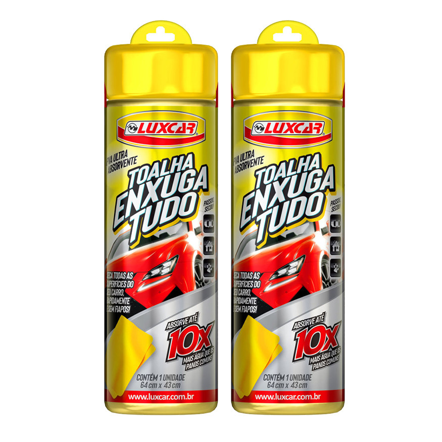 2x Toalha Enxuga Tudo Absorve 10x Água Limpa e Seca Luxcar