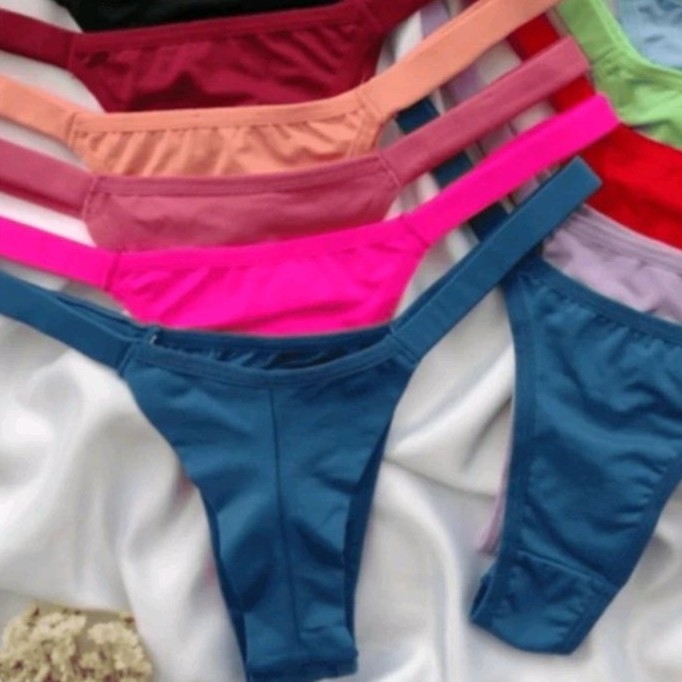 Kit 5 Calcinha Tangas Biquini Fio Duplo de Pala Tirinha Colorida