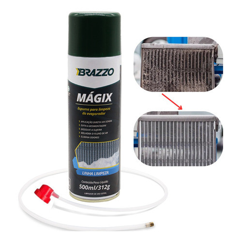 Limpeza Higienização da Caixa Evaporadora do Ar-Condicionado Brazzo Mágix 500ml com Sonda em Oferta na Shopee