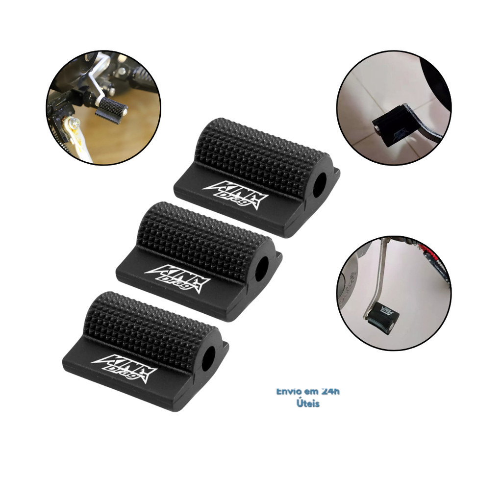 Kit 3 Protetor de Pedal de Marcha Moto Universal Preto - Protege o Calçado em Oferta na Shopee