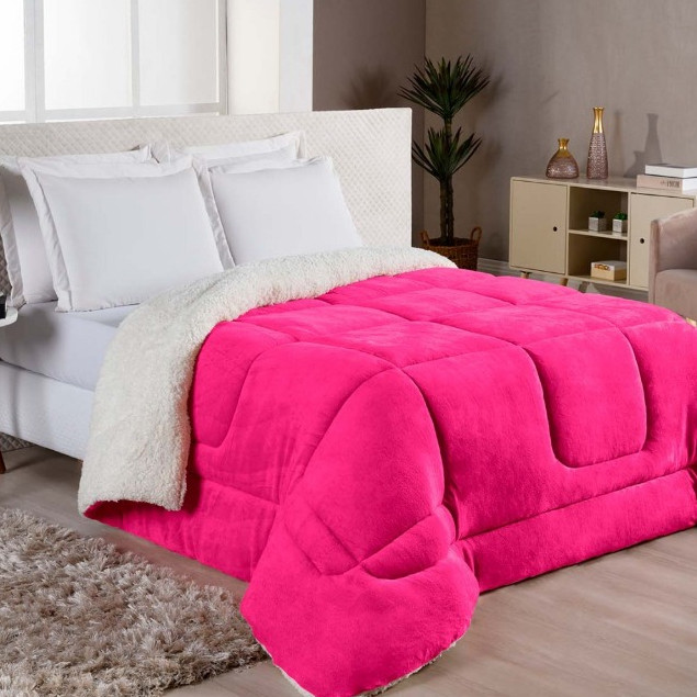 Coberdrom Edredom Pele De Carneiro Casal Queen Sherpa DuplaFace