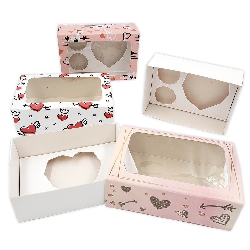 15 caixas para mini coração lapidado 18g do Dia dos Namorados tema amor com visor de acetato