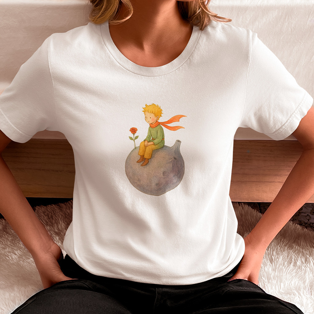 Camiseta Feminina O Pequeno Príncipe Algodão Confortável e Estampa Delicada Varias Cores