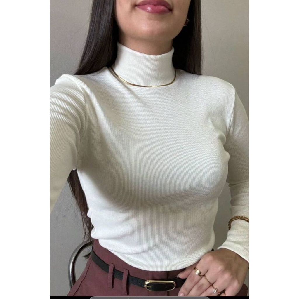 CACHARREL BLUSA GOLA ALTA MANGA LONGA OUTONO/INVERNO SOCIAL FESTA BALADA  MODA BLOGUEIRA