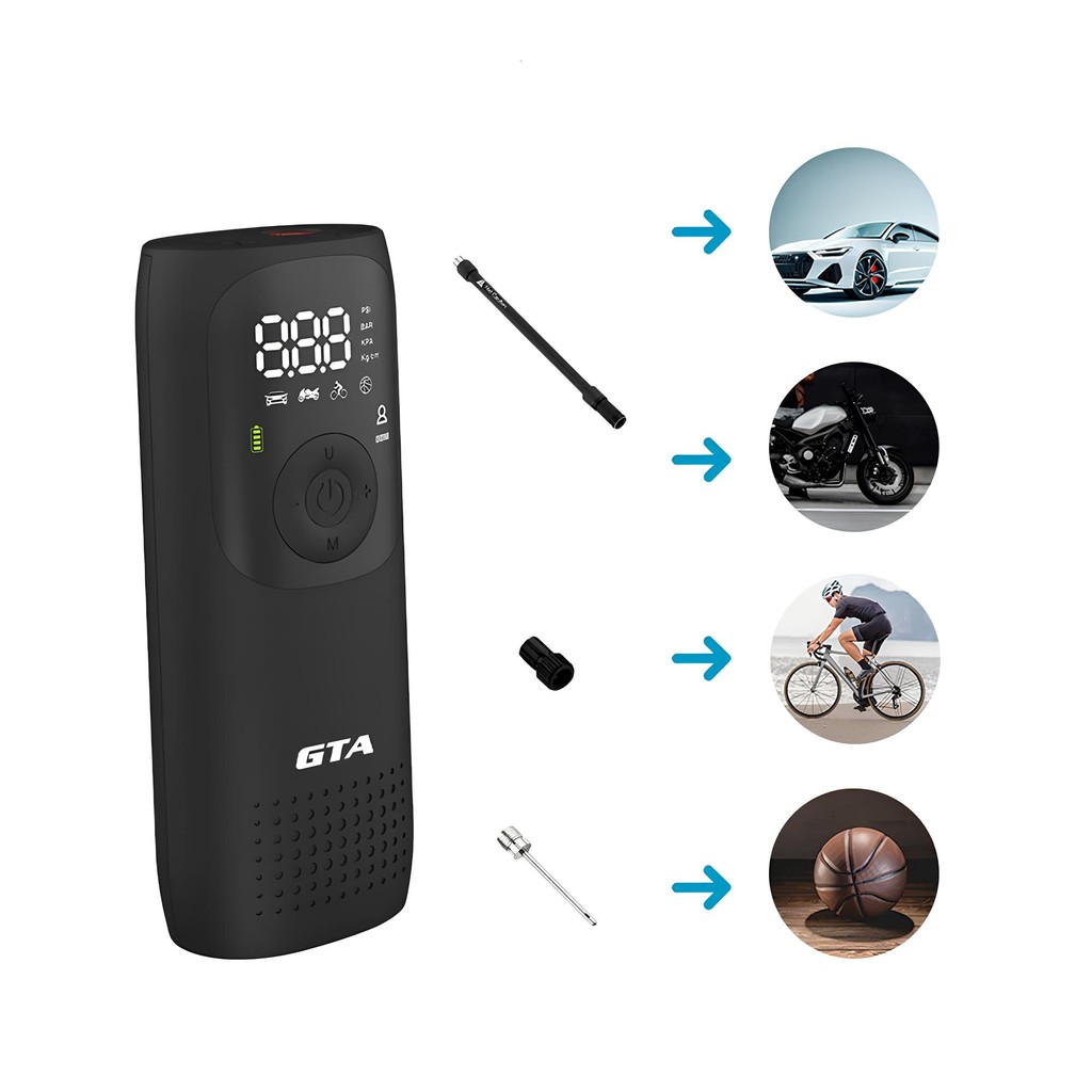 Bomba de Ar Elétrica Portátil GTA Smart Plus 150 PSI 2000mah LED