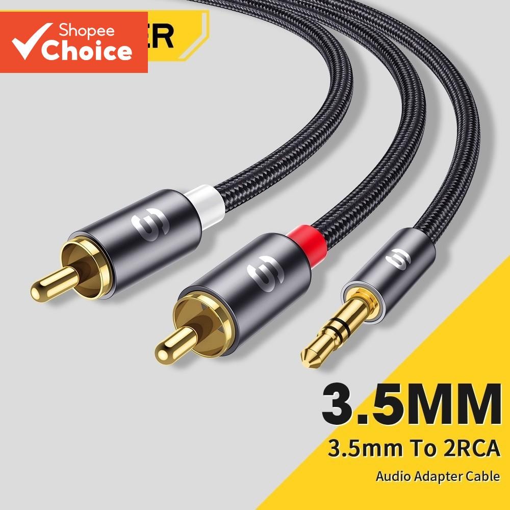 [Shopee Choice] Cabo RCA Essager 3.5 Mm Jack Aux Para 2RCA Adaptador Divisor TV Box Home