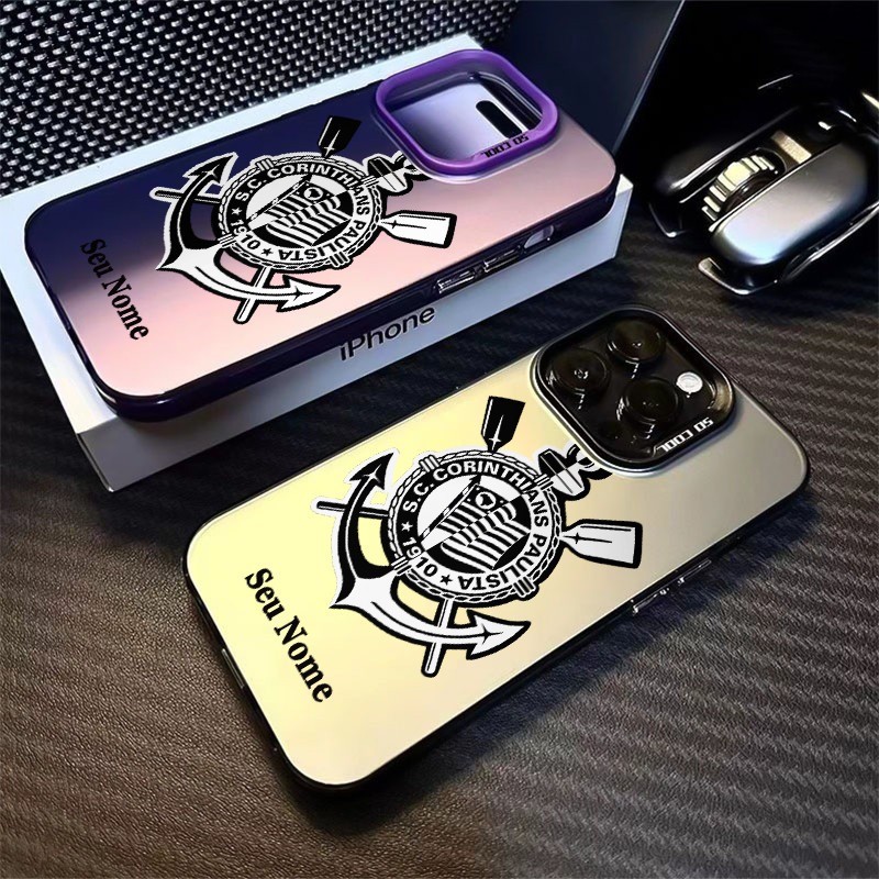 infinix Smart 10 X6725 Smart 8 Pro 9 7 HD 6 Plus Nome Capa Personalizada Clube Corinthians Paulista Prata Fosco Dura