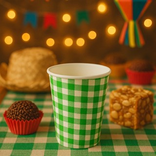 50 COPO FESTA JUNINA DE PAPEL XADREZ VERDE (SILVER) FESTA JUNINA 2025 em Oferta na Shopee