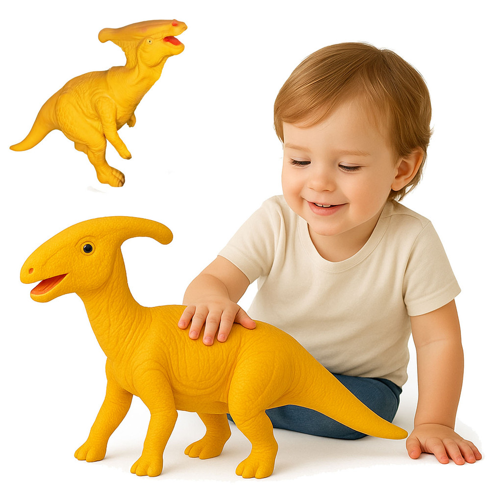 Dino Parassaurolofo Vinil Brinquedo Grande Atoxico Macio