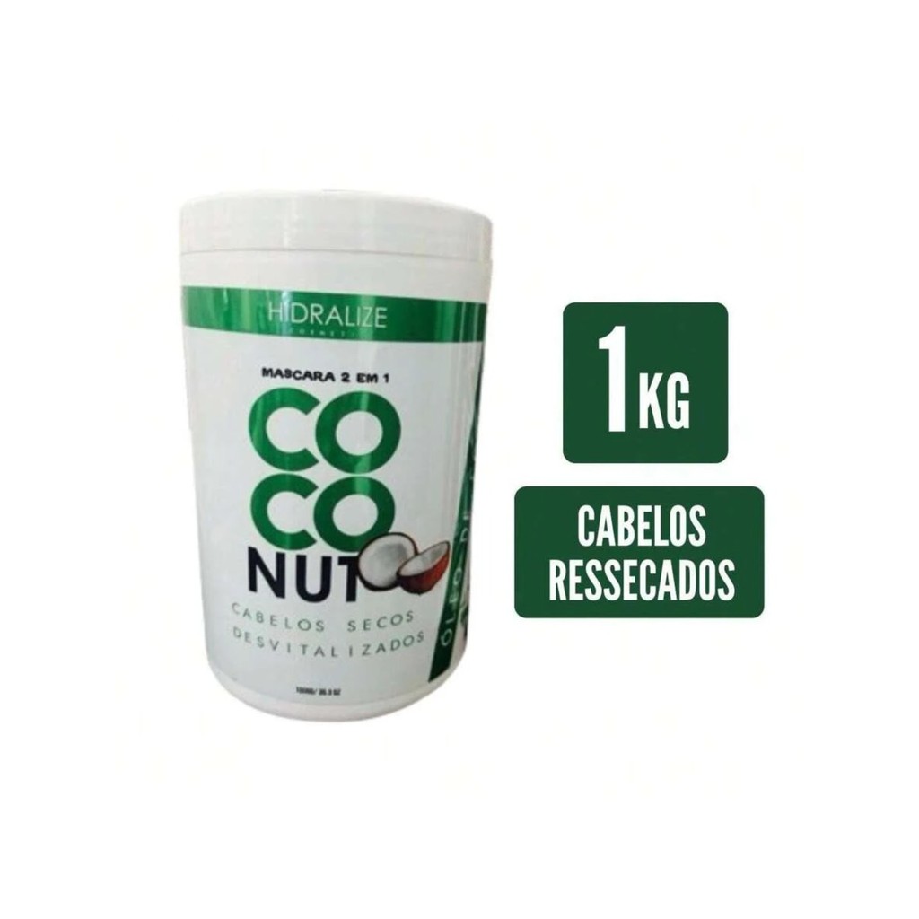 Máscara De Hidratação Nutrição Capilar Oleo de Coco 2 Em 1 Creme Hidralize Coconut Pote de 1Kg