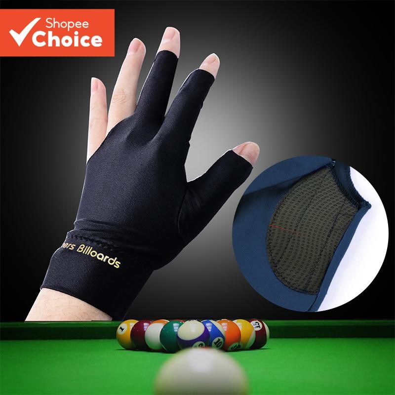 Spandex Snooker Bilhar Cue Luva Piscina Mão Esquerda Aberta Acessório De Três Dedos