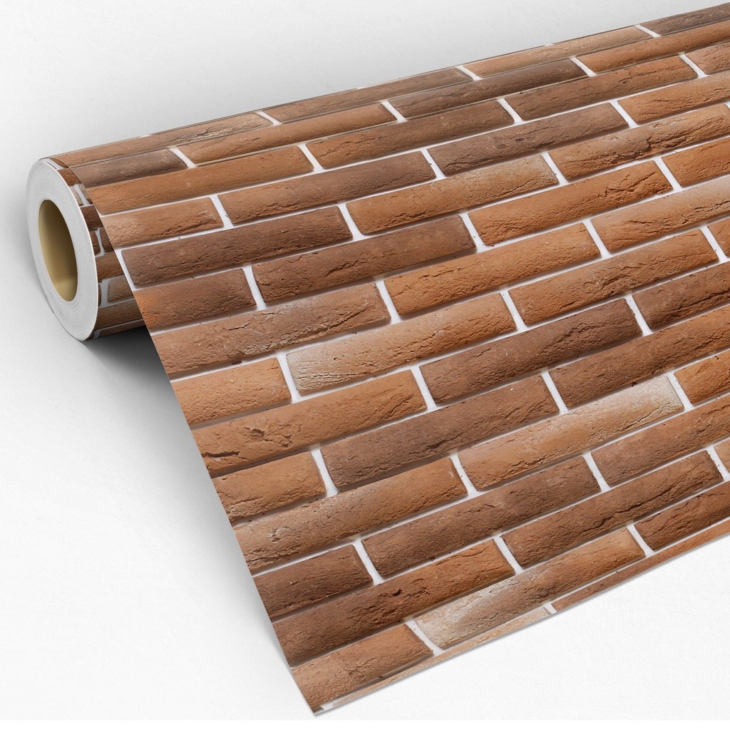 Adesivo Papel de Parede Marrom com Rejunte Branco Efeito 3D Adesivo Lavável 3 Metros
