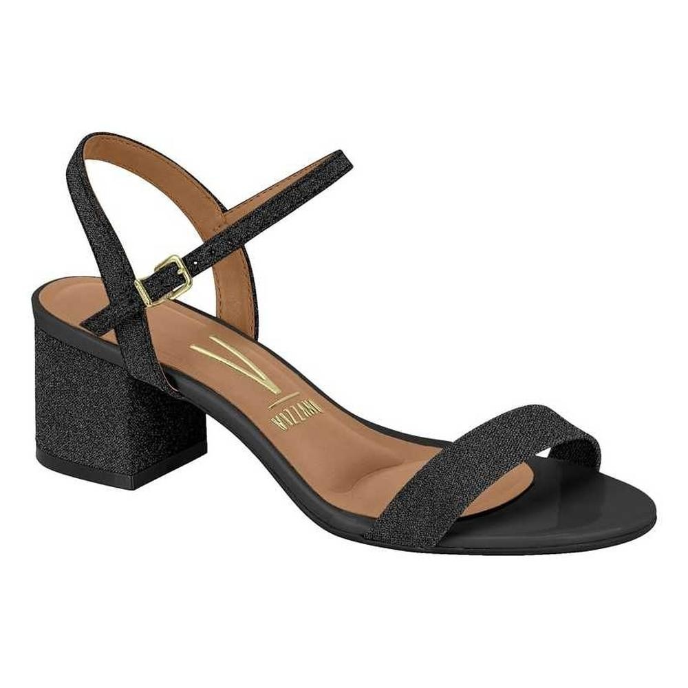 Sandalia Feminina Vizzano Com Glitter,Salto Bloco Baixo Festa 6291.900