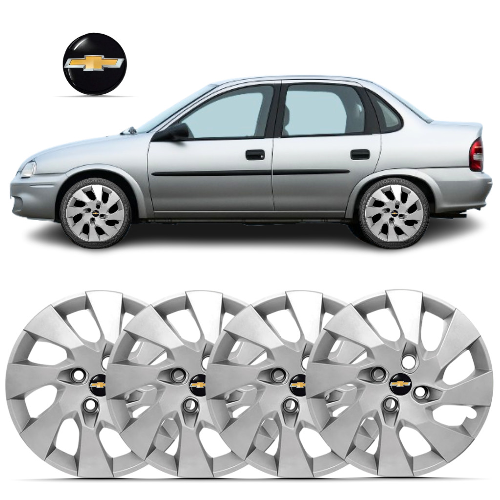 Kit 4 Calota Aro 13 Corsa Classic 2008 á 2012 Com Emblema em Oferta na Shopee
