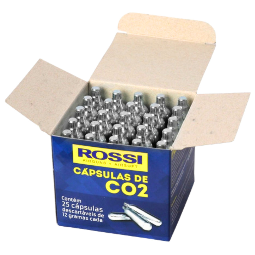 Caixa Original Co2 12g Kit 25 Cilindros Rossi Recarga Airsoft R11 C11 M9 24/7 G11 Airgun em Oferta na Shopee