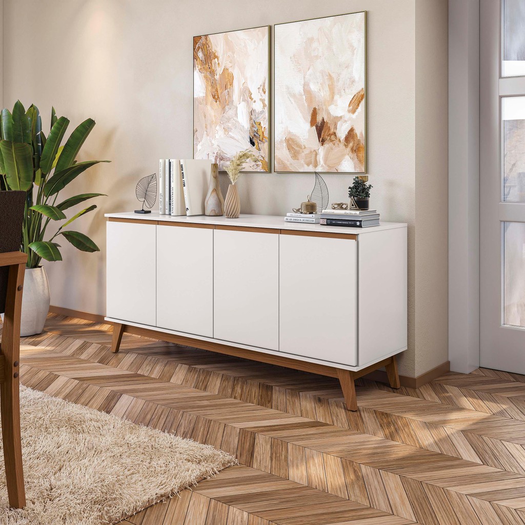Aparador Kappesberg 4 Portas Branco 156cm - Home & Living