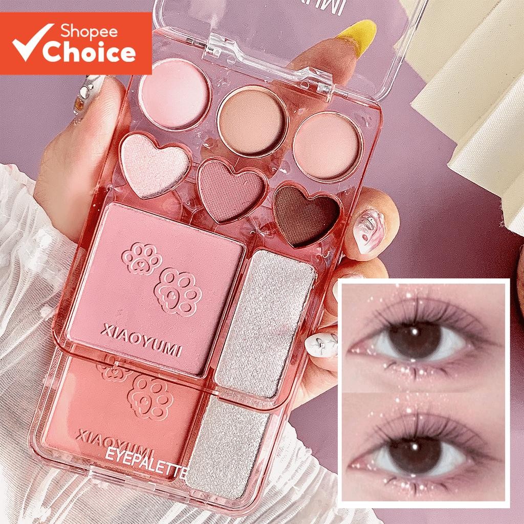 Paleta De Sombras De Coração De 8 Cores Para Presente De Dia Dos Namorados-Blush E Iluminador , Maquiagem Barata Com Bri