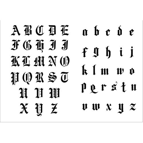 Kit Stencil Medieval / Kit Molde Stencil Letras Góticas maiúsculas e minúsculas