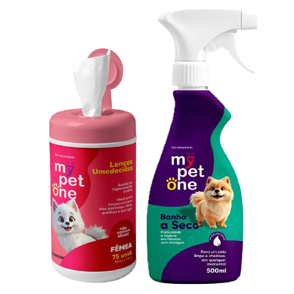 Kit Banho a Seco Cães Fêmeas + Lenço Umedecido Fêmeas Mypetone em Oferta na Shopee