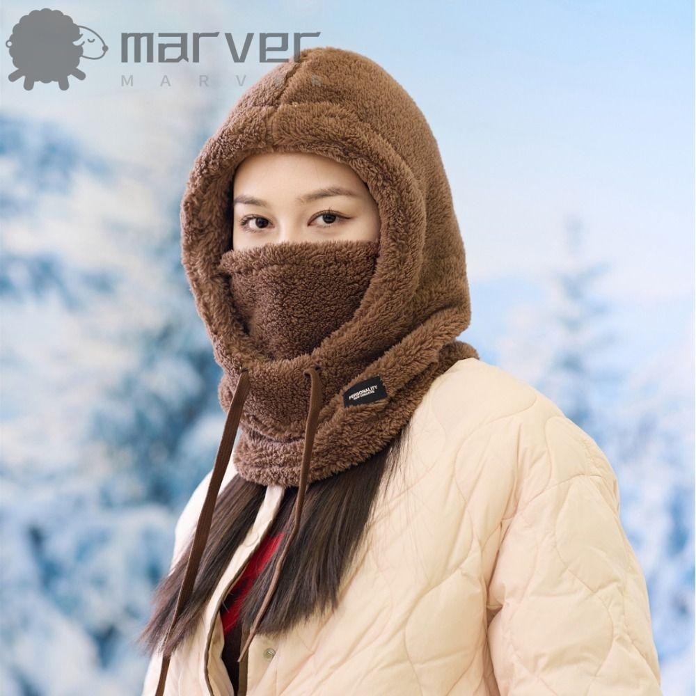 Chapéu De Esqui Cachecol MARVER , Balaclava De Inverno À Prova De Vento De Pelúcia , Proteção De Ouvido Macio De Cor Sól