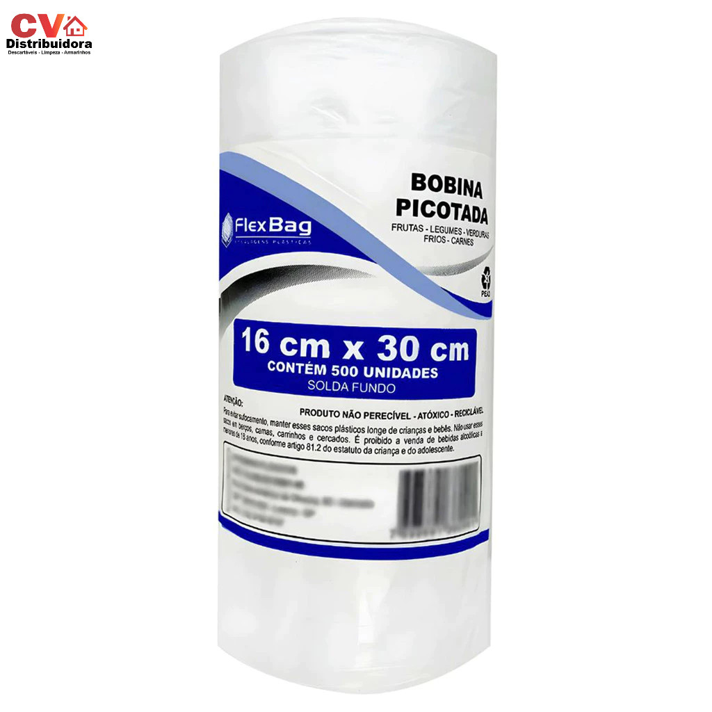 Bobina Saco Plástico Picotada Mercado Hortifruti Embalador Descartável Plast Film 16x30 1 Unidade
