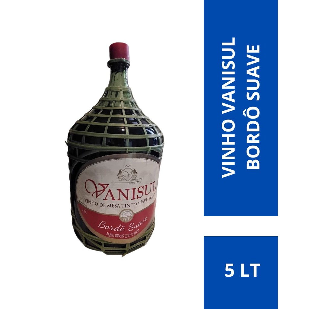 Vanisul Vinho Bordô Tinto Suave  Garrafão 4,55L em Oferta na Shopee