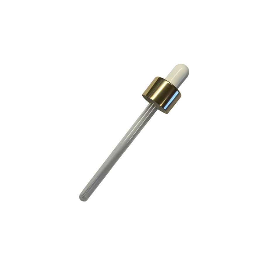 Conta Gotas Prime - Dourado e Branco - Rosca 18/410 - 12cm - 1 unidade - Rizzo