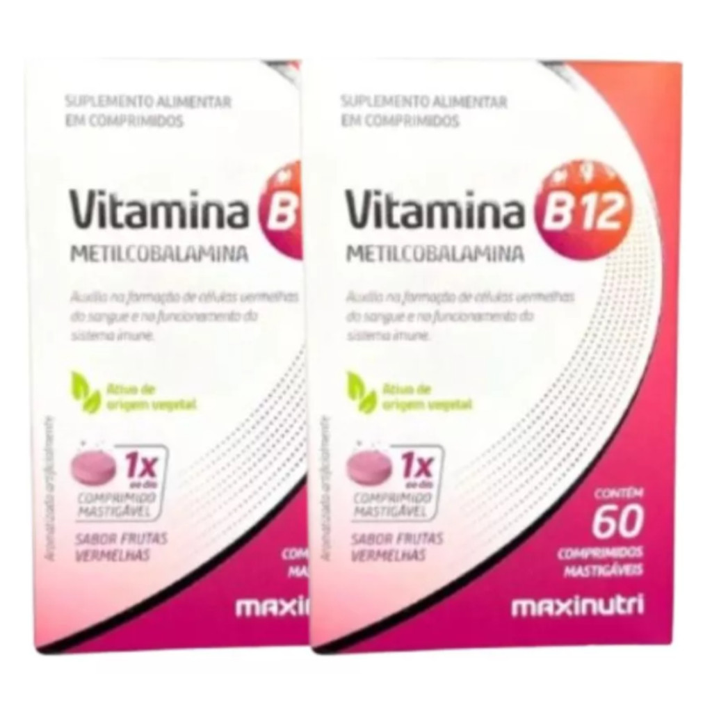 Kit 2x Vitamina B12 Metilcobalamina Mastigáveis 60 Comp em Oferta na Shopee