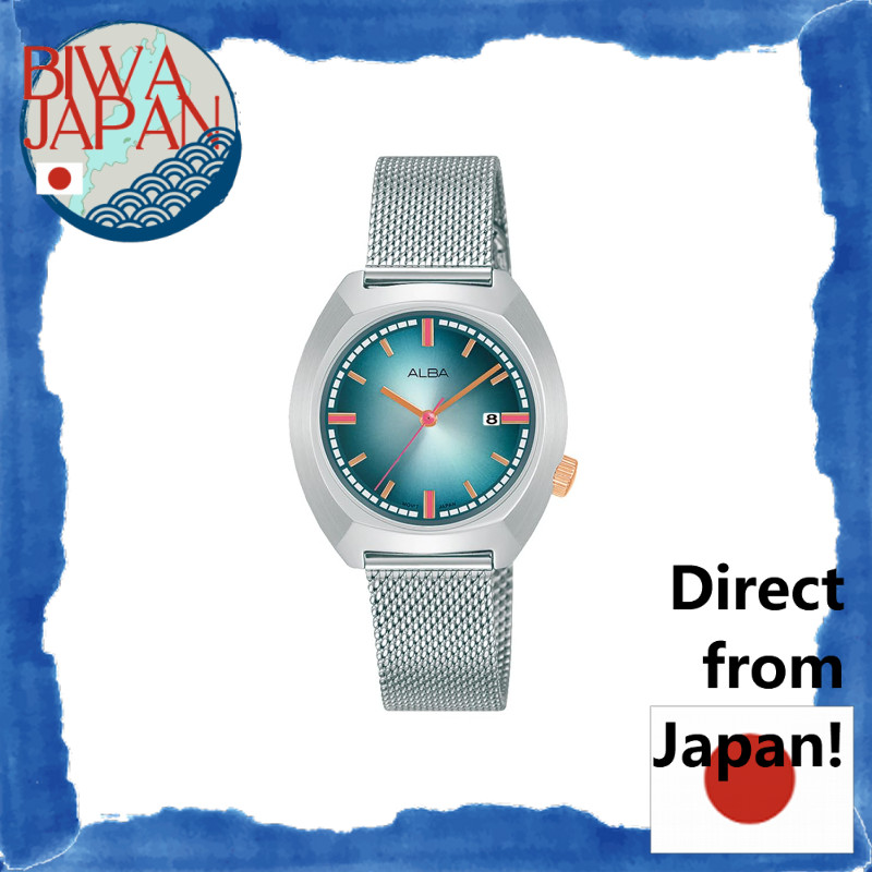 【Direto do Japão】Relógio de pulso feminino SEIKO ALBA em aço inoxidável com data e calendário analógico AH7Y39X1, gradaç