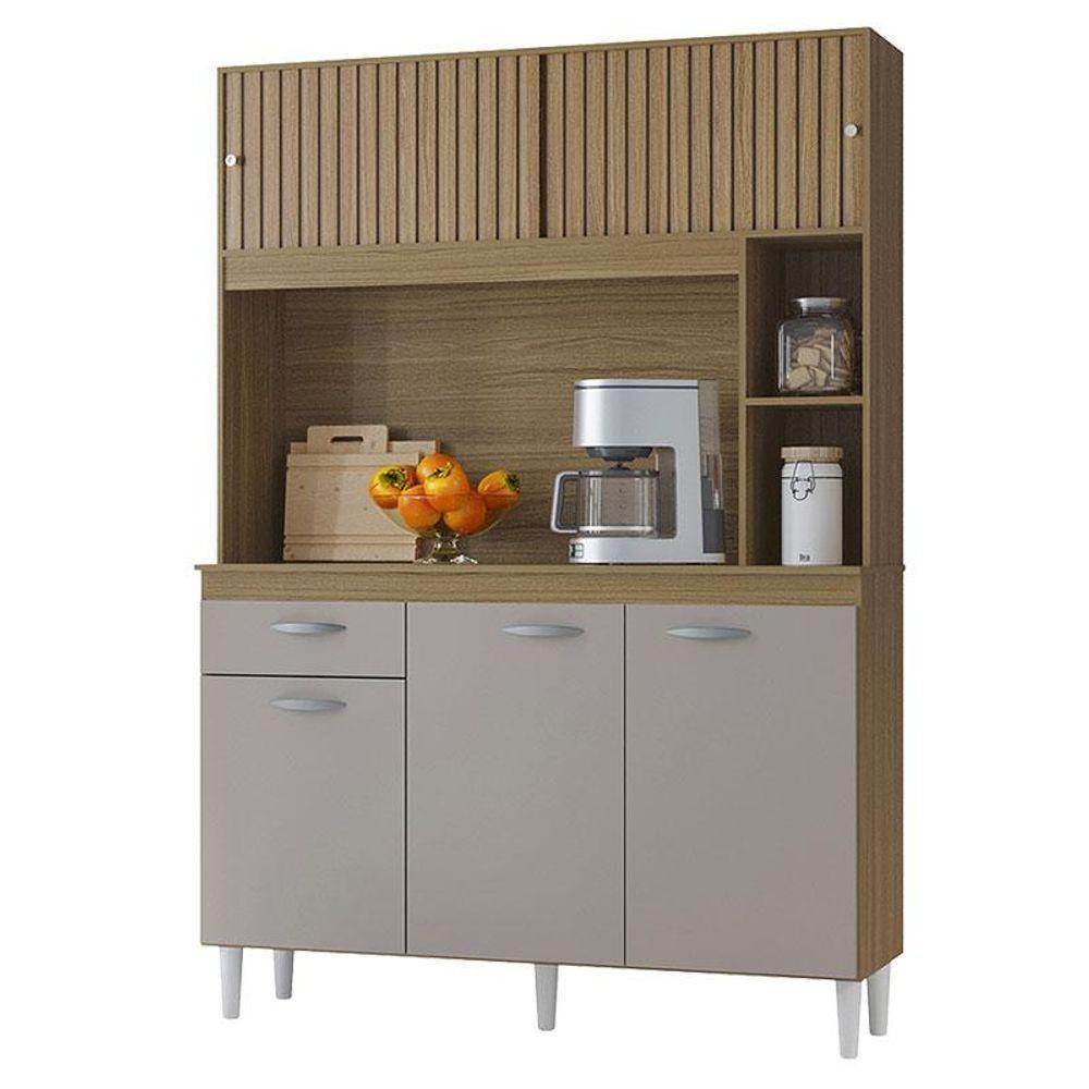 Cozinha Kit Duda 120cm Damasco Ripado Off White- Poquema em Oferta na Shopee