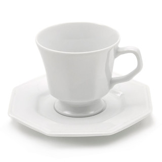 Xícara Chá Pires Porcelana 200ml Prisma Branca Octogonal Café Mesa Micro-ondas Lava-louças Schmidt em Oferta na Shopee