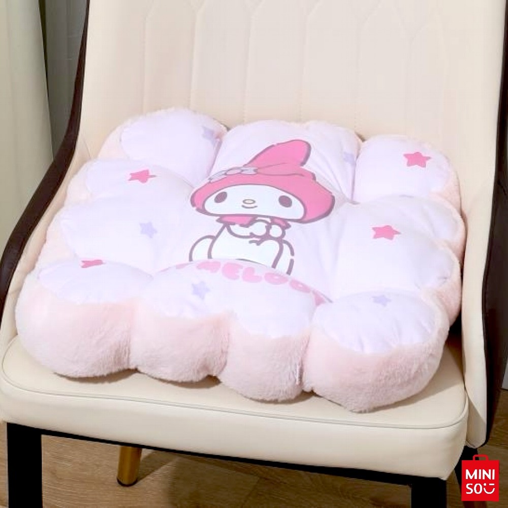 Almofada de Assento My Melody Miniso – Quadrada com Pontas Felpudas e Enchimento Supermacio em Oferta na Shopee