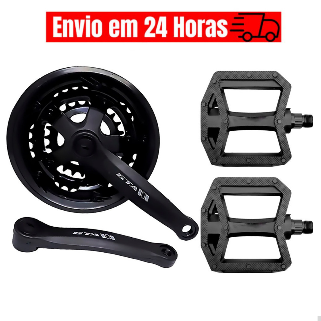 Pé de Vela Para Bike Triplo Pedivela Ponta Quadrada Pedal de Bicicleta Plataforma Rosca Grossa