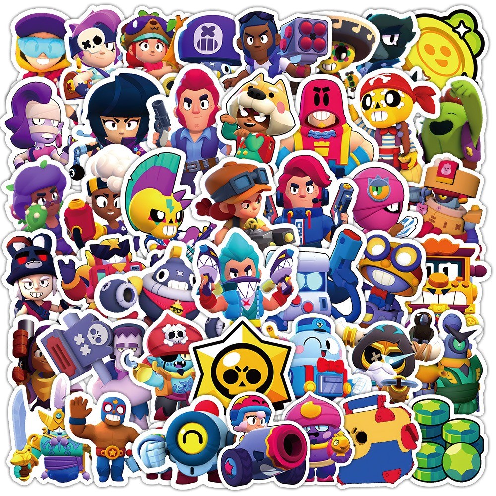 50 Pçs/Lote Brawl Stars À Prova D'água Não Repetindo Adesivos Decoração De Festa Favor Infantil em Oferta na Shopee