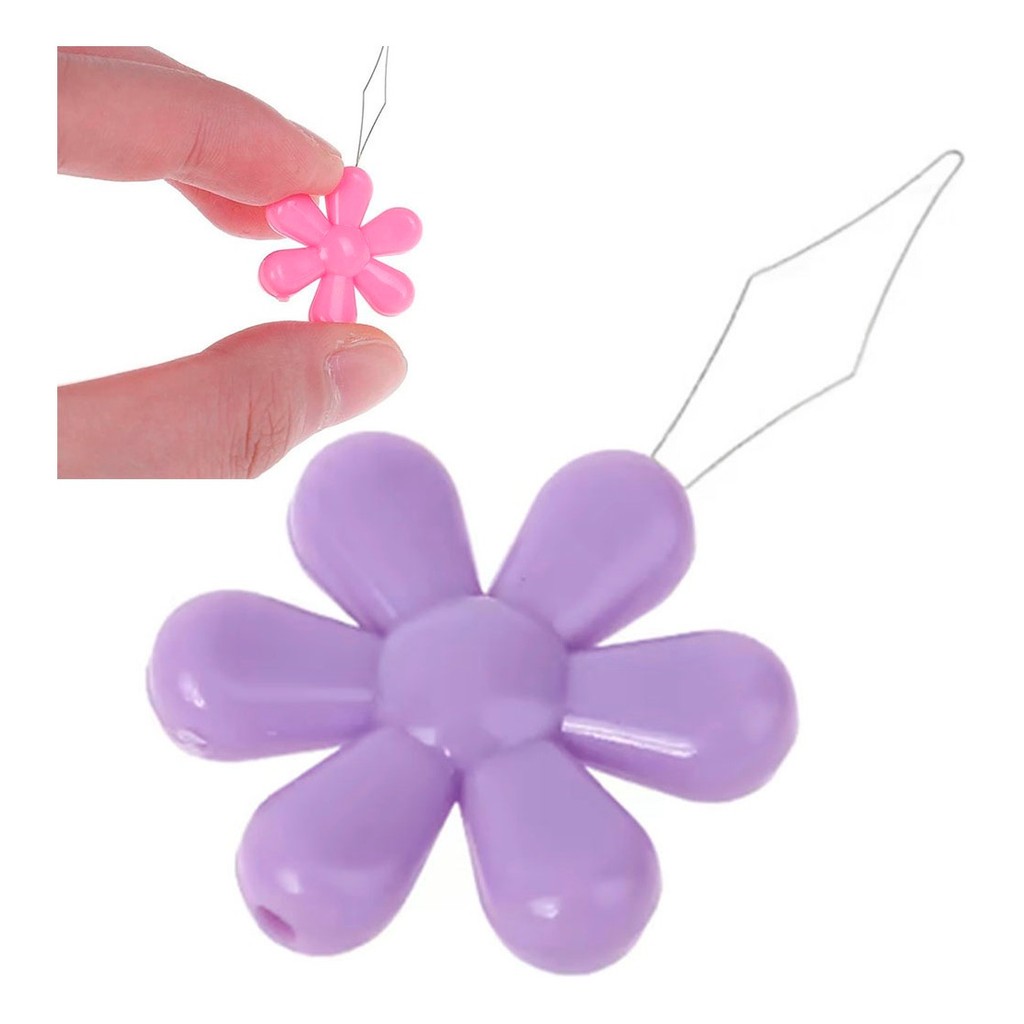 04 Passador Colocador Linha Em Agulha Costura Flor Coloridos kit em Oferta na Shopee