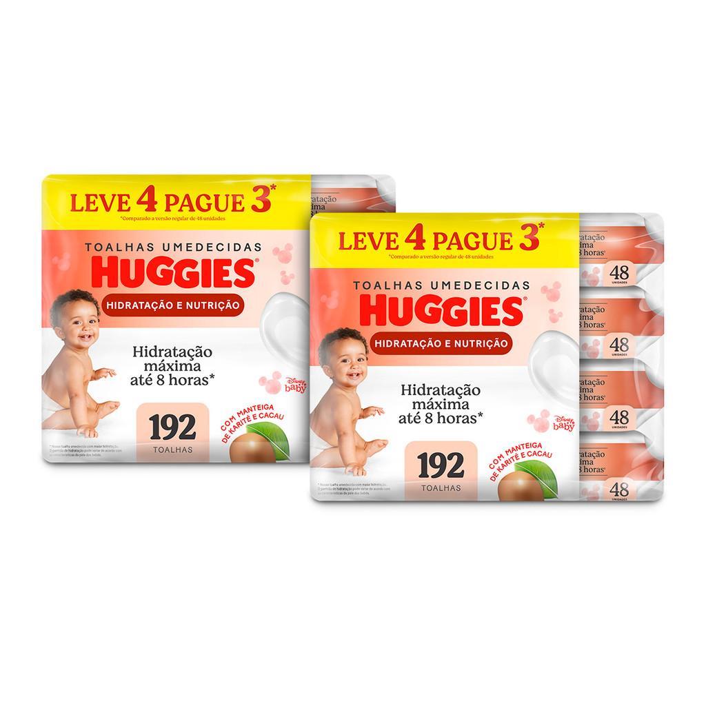 Kit 2 - Lenços Huggies Hidratação e Nutrição Contra Assaduras 4x48Un