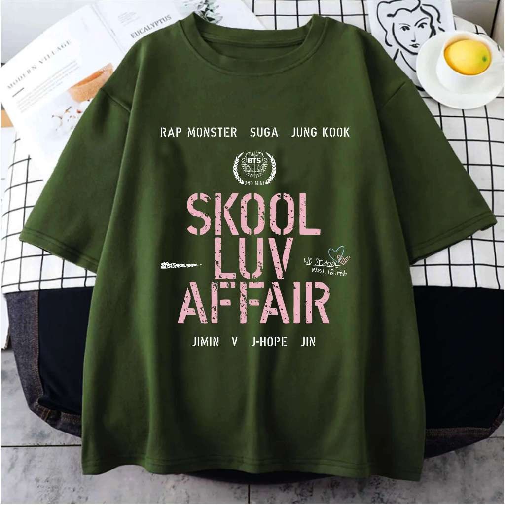 Camiseta Skool Luv Affair BTS RAP Monster Suga Jungkook Jimin J-hope Jin 100% algodão BearShop em Oferta na Shopee