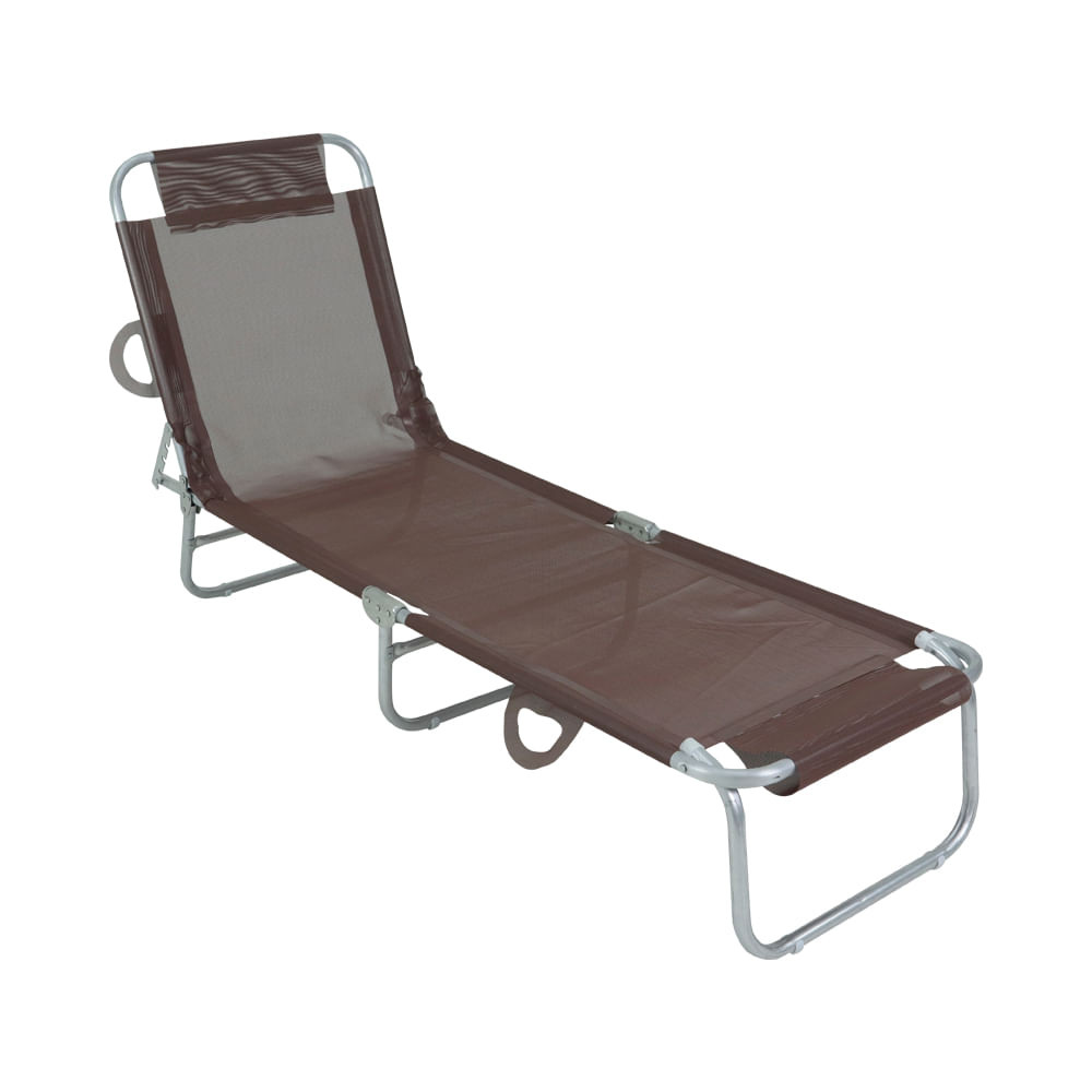 Cadeira Espreguiçadeira em Poliéster e Alumínio Marrom Bel em Oferta na Shopee