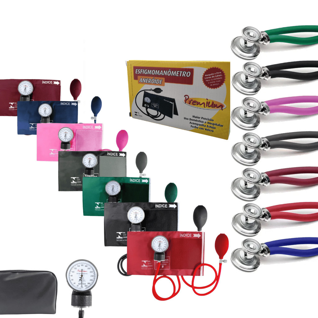 Kit Esfigmomanômetro + Estetoscópio Rappaport G-tech - Várias Cores em Oferta na Shopee