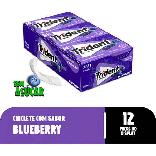 Chiclete Trident 14s Blueberry - Display Com 12 Un