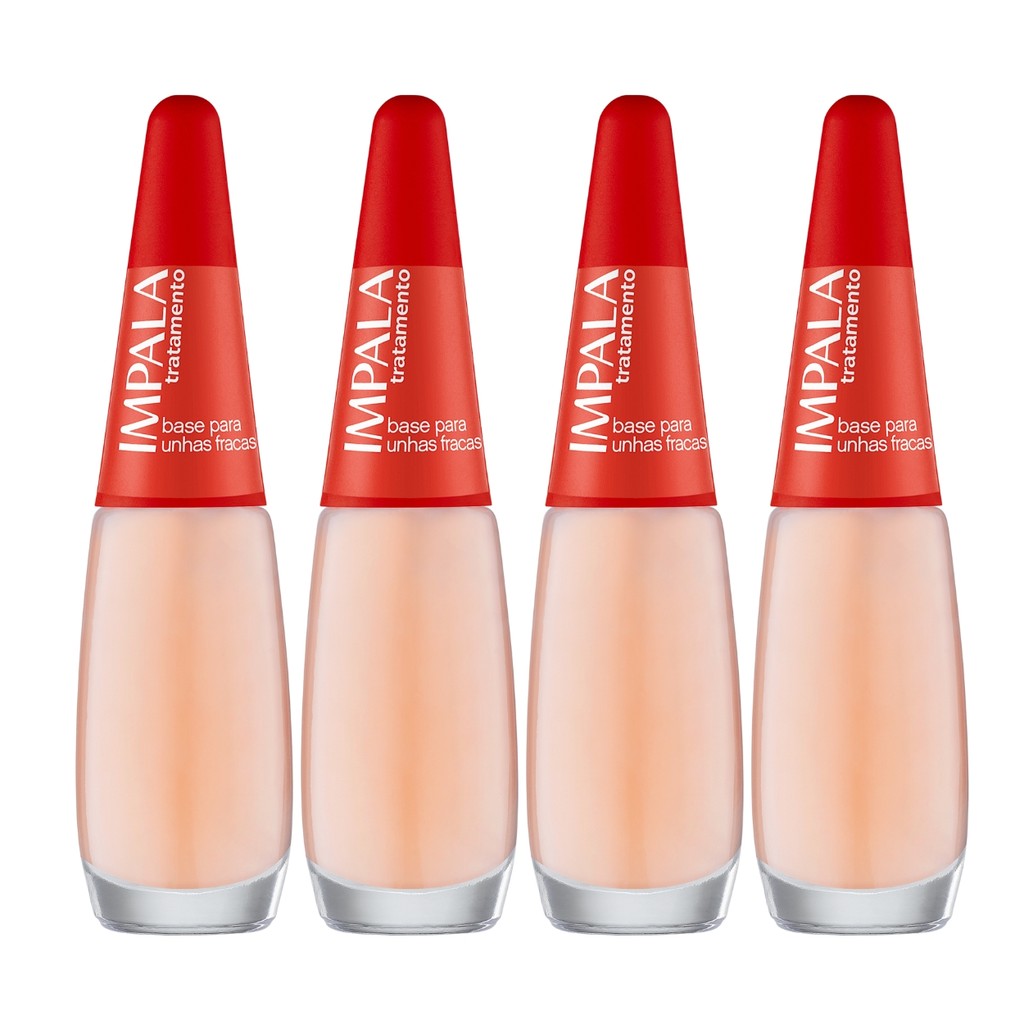 Kit 4 Esmalte Impala Base Tratamento Unhas Fracas Manicure