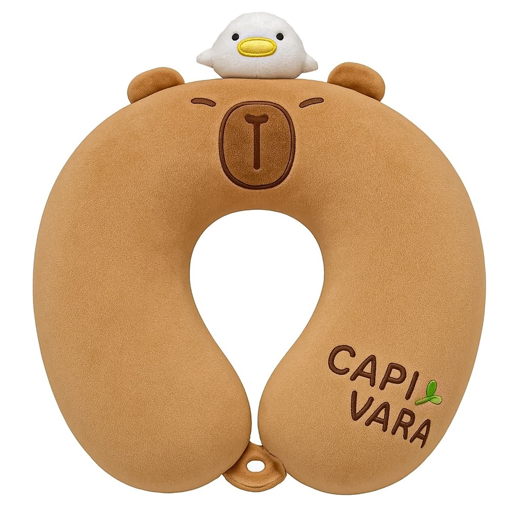 Almofada De Pescoço Capivara Ergonômica Fofo Macio Confortável Para Uso No Carro - Caa Toys