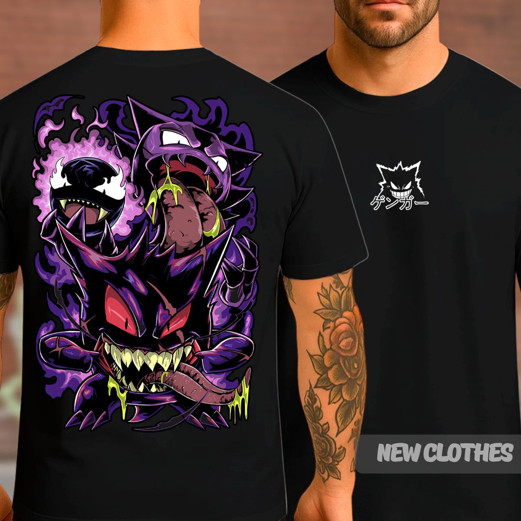 Camiseta Gengar Unissex Fantasma Pokémon Anime Jogo Algodão Shadow