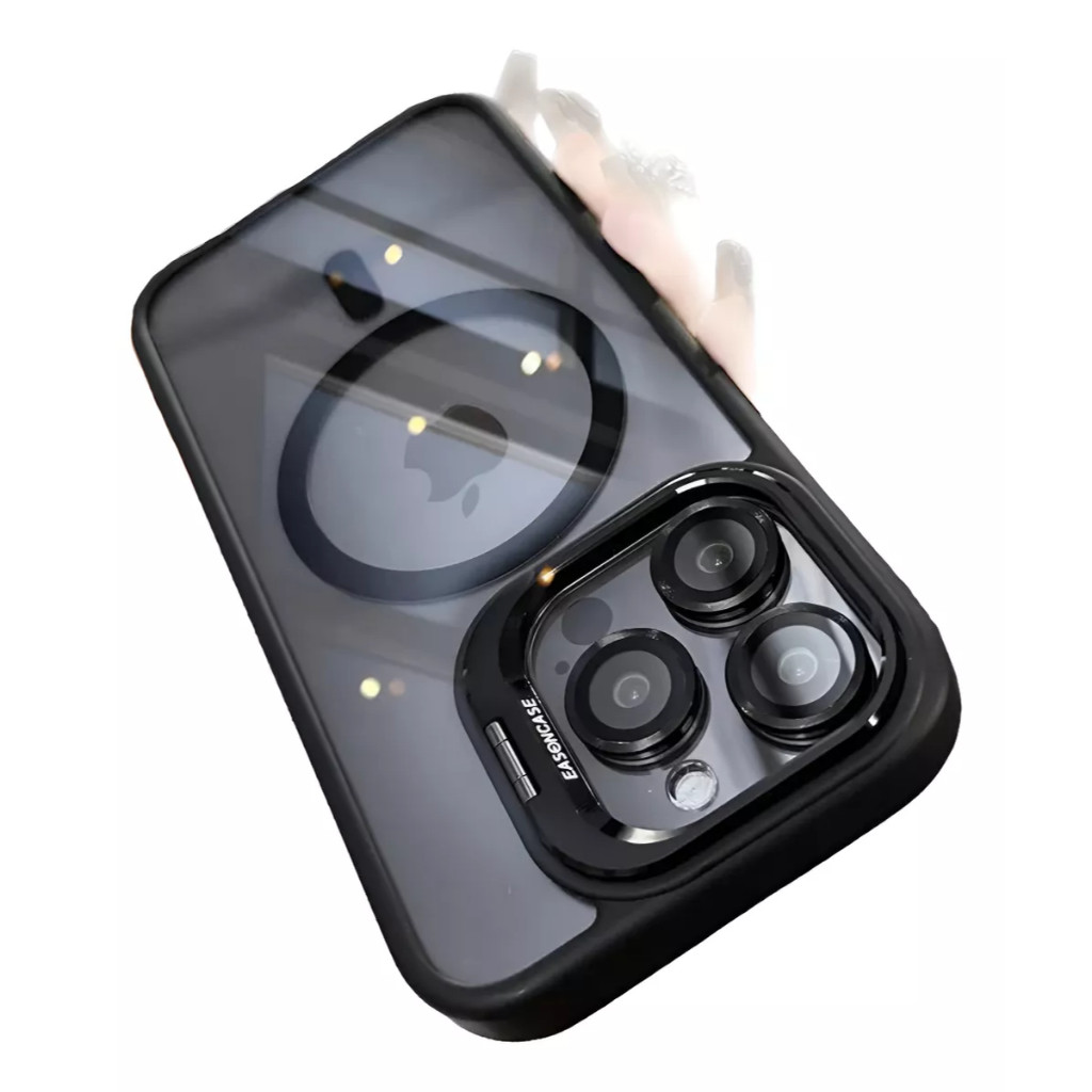 Capinha Premium Magsafe C/ Tampa Suporte Câmera e Kit Lente Proteção iPhone 11 12 13 14 15 16 ProMax