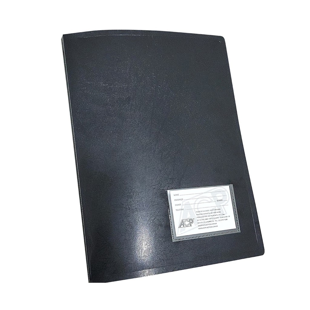 Pastas Catalogo  Plastica PP A4 Com 50 Envelopes Preta