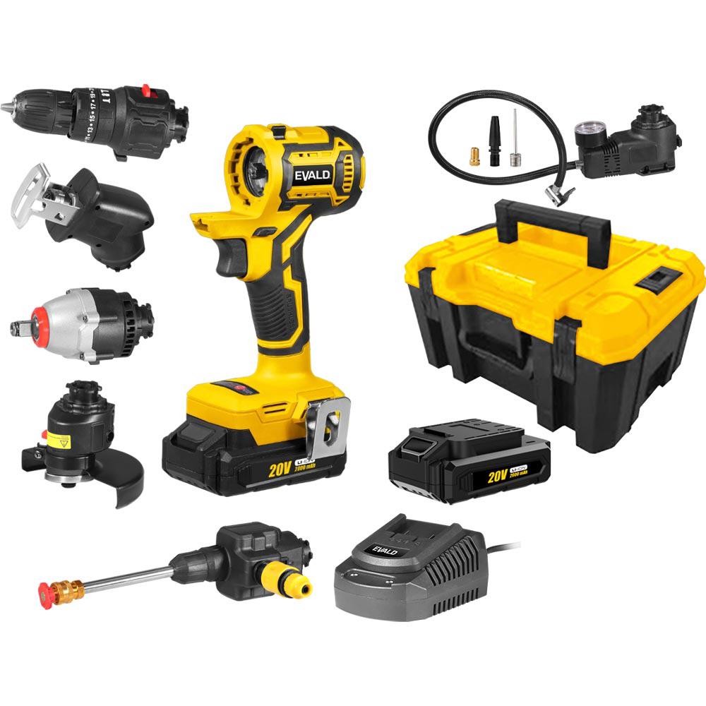 Kit Furadeira Bateria 20V Multifunção 6 em 1 Brushless EVFM-6 EVALD em Oferta na Shopee