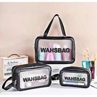 Kit 3 Bolsas Wahsbag Necessaire Transparente À Prova D’água Para Maquiagem Viajar Viagem em Oferta na Shopee